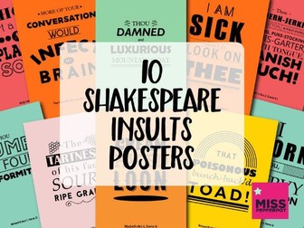 Shakespeare Insults Posters, Funny Shakespeare, Shakespeare Poster