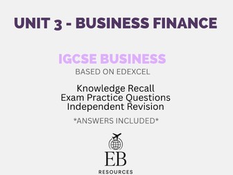 IGCSE Business Revision Grid - Unit 3 - Business Finance (Based on Edexcel)