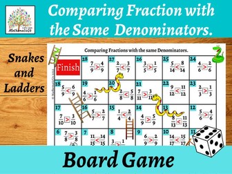 Comparing Fraction with the Same  Denominators Dice Game.