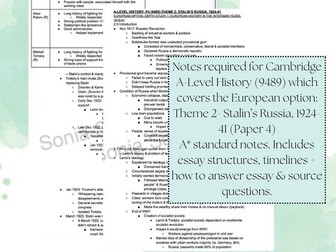 Cambridge A-Level History (9489) Paper 4: Stalin's Russia, 1929-41 Notes