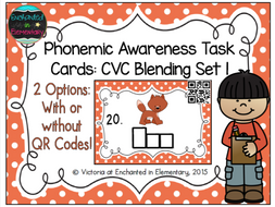 Phonemic Awareness Task Cards: CVC Blending Set 1