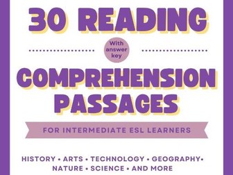 30 Reading Comprehension Passages for Intermediate ESL Learners