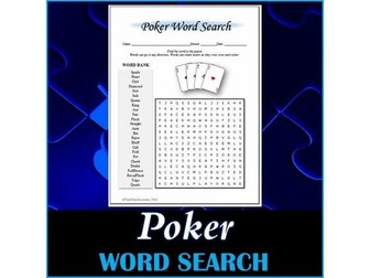Cards & Poker Word Search Puzzle