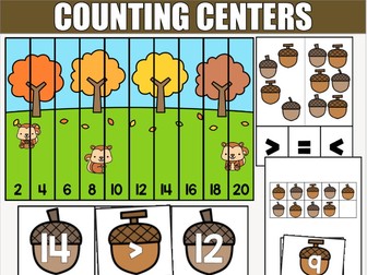 Acorn Counting and Cardinality Kindergarten Math Center