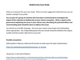 Biodiversity Project/ Case Study Writing Frame