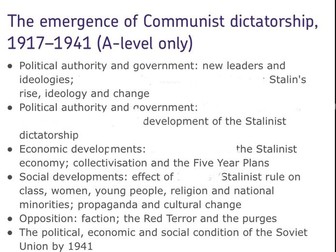 A level History Russia Stalin notes