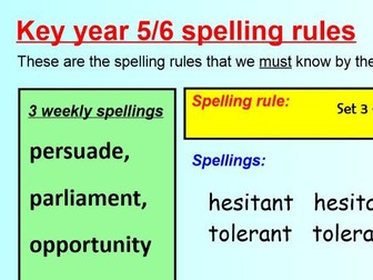 Year 5/ 6 spelling rules - weekly lists planning and Notebook file