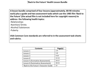 'Back to the Future' Health lesson bundle