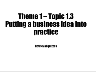 Edexcel Business 9-1 Retrieval quiz 1.3