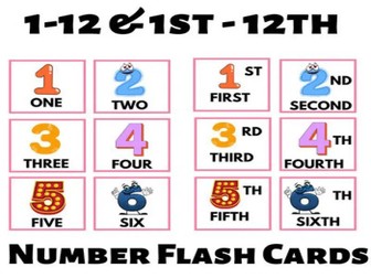 Counting Mastery: 1-12 & 1st - 12th Number Flash Cards for Kids | Educational Math Resource