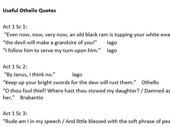 Othello  - over 30 useful quotes from the play