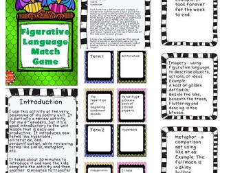 Figurative Language /Poetry Terms Match Game