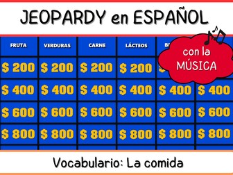Spanish Jeopardy PPT Game - Vocabulario : La comida - Food Vocabulary