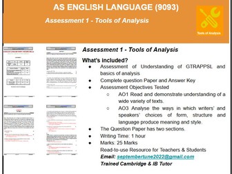 TOOLS OF ANALYSIS: ASSESSMENT I FOR CAIE AS ENGLISH LANGUAGE (9093)