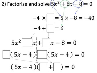 Factorising Quadratics Scaffolded Worksheet