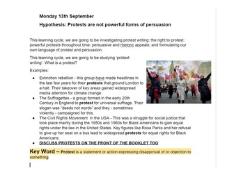 Protest Persuasive Writing Scheme of Work