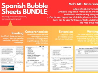 Spanish Bubble sheets BUNDLE - Freetime activities and media