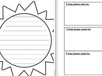 Summer sensory poem template