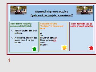 Quels sont tes projets ce week-end?  (NEW FRENCH AQA GCSE 2024) CONTI