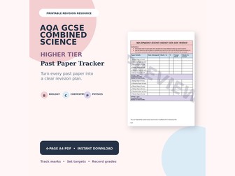 AQA GCSE Combined Science Higher Tier Past Paper Progress Tracker