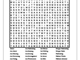 Time Expressions in German Wordsearch