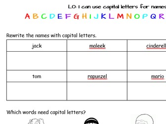Year 1 - I can use capital letters for names