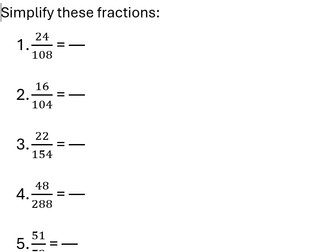 Simplifying Fractions differentiated worksheets