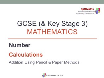 apt4Maths: PowerPoint Presentation (Lesson 1 of 13) on Calculations - ADDITION