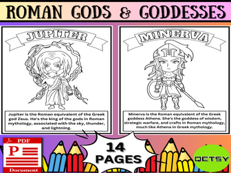 Legends of Antiquity: Roman Gods & Goddesses Coloring Pages | Mythology Coloring