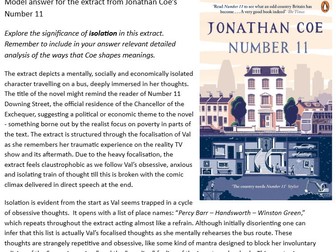 Unseen prose extract and A* sample answer for A Level.