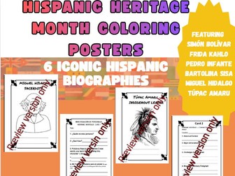 Hispanic Heritage Activities FALL Coloring Poster ESL SPANISH ELA