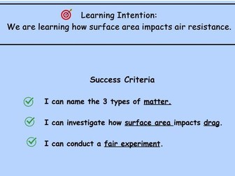 Forces lesson 1 - Surface area and resistance