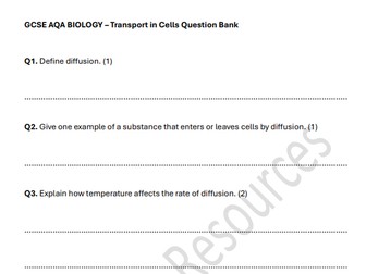 GCSE AQA BIOLOGY - TRANSPORT IN CELLS QUESTIONS