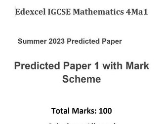 IGCSE Mathematics Summer 2023 Predicted Paper 1H