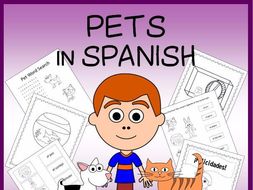 Spanish Pets Vocabulary Sheets, Worksheets, Matching & Bingo Games