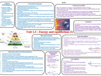 IB ESS Unit 1 - energy and equilibrium knowledge organiser