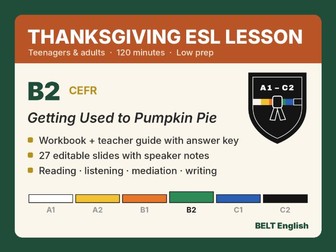 Thanksgiving ESL Lesson B2 – Full 2-Hour Pack
