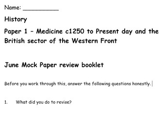 EDEXCEL Paper 1 Medicine Exam feedback booklet