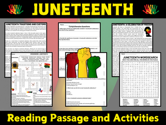 Juneteenth: Reading Passage and Activities Puzzles for Middle & High School