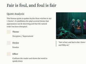 Macbeth Quote Bank Grade 4–5