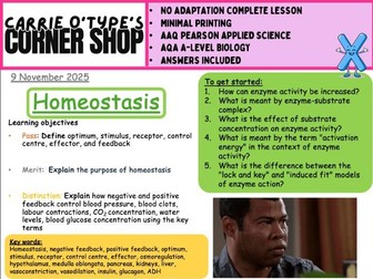 Homeostasis - AAQ Pearson Applied Science and AQA A-Level Biology