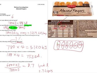 Y11 Maths Standard Dietary Investigation