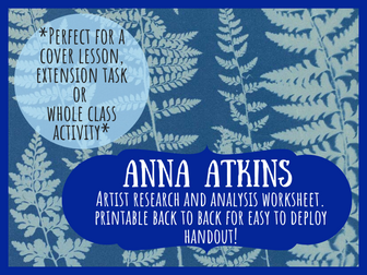 Anna Atkins artist research & analysis worksheet