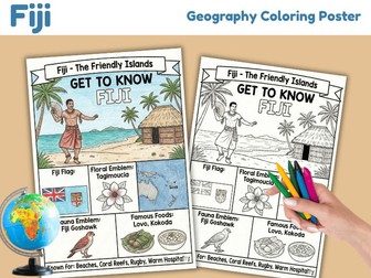 Fiji Geography Coloring Poster | Country Facts & Culture