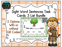 Sight Word Sentences Task Cards: 5 List Bundle