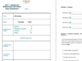 New GCSE Unit 1 Quick Assessment