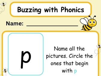 p,g,o,c,k,u,b,f - phonics sounds practice (Phase 2, EYFS)