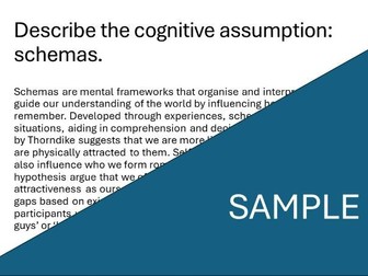 Eduqas Component 1 - Cognitive Assumptions and formation of relationships