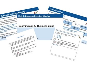 BTEC National in Business - Unit 7: Business Decision Making Learning aim G resource bundle