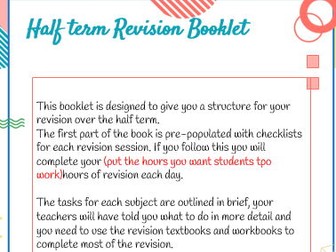 Revision, a plan for a Half Term
